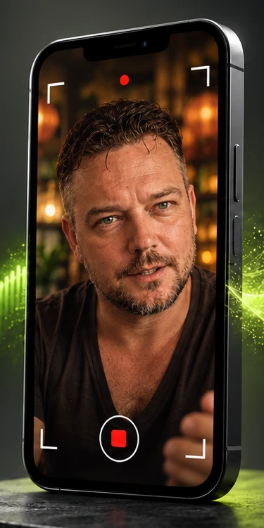 Rain Resmeldt in a phone, from the supplied course artwork