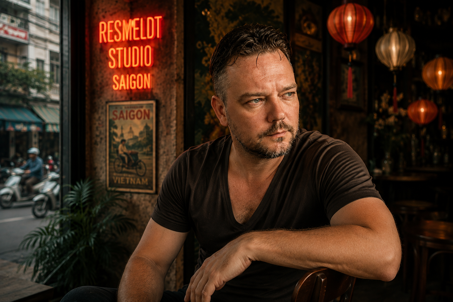 Rain Resmeldt at the Resmeldt Studio café in Saigon
